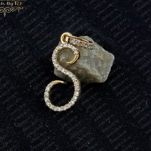 Colgante con inicial S en plata 925 y oro de 14 quilates, colgante con inicial S de diamantes pavé, dije con inicial de diamantes, dije con letra de diamantes, inicial alfabética