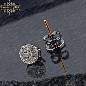 Espárragos de disco de diamante de pavé de plata 925, perno de disco de diamante de pavé, espárragos de diamante de pavé, joyería de diamante de pavé, aretes de diamante de pavé, perno de plata de 8 mm