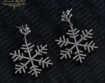 Pave Diamond Silver Earrings, 925 Silver Diamond Earrings, Pave Diamond Earrings, Diamond Designer Earrings, Pave Diamond Jewelry, Earrings