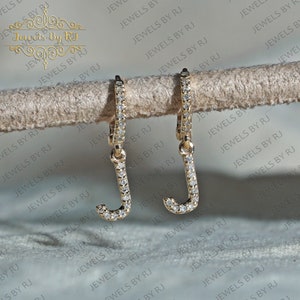 Pendientes iniciales de diamantes de oro macizo de 14 quilates, pendientes iniciales de diamantes, pendientes iniciales de diamantes de oro, pendientes de diamantes pavimentados, pendientes de diamantes de diamantes, pendientes de diamantes