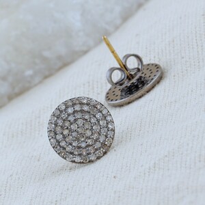 Pendientes de disco de diamante pavé de plata 925, pendientes de disco de diamante pavé, pendientes de diamante pavé, joyería de diamante pavé, pendientes de diamante pavé, pendientes de plata