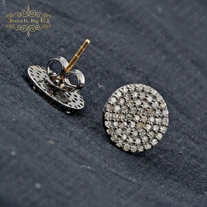 Pave Diamond Studs, 925 Silver Diamond Studs, 12MM Silver Disc Stud, Silver Diamond Stud Earrings, Pave Diamond Earrings Jewelry, Studs