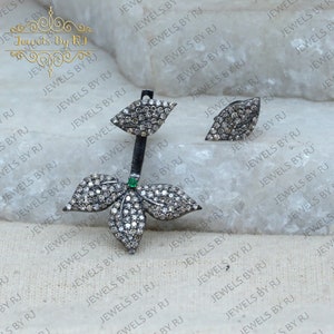Chaqueta de oreja Pave Diamond, 925 Joyería de orejera de diamante de plata, Pendientes de oreja de diamante de plata Pave, Puño de oreja de diamante, Puño de oreja de plata 925