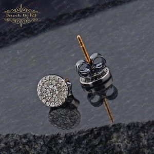 Pave Diamond Studs, 925 Silver Diamond Studs, 8MM Silver Disc Stud, Silver Diamond Stud Earrings, Pave Diamond Earrings Jewelry, Studs