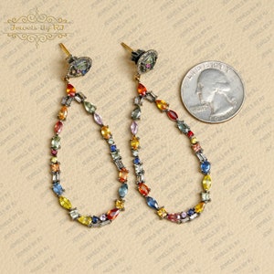 Pendientes de plata 925 con diamantes y zafiros, pendientes de plata con piedras preciosas y diamantes, pendientes de plata con diamantes y piedras preciosas.