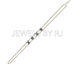 パヴェダイヤモンドイニシャルラブシルバーブレスレットジュエリー