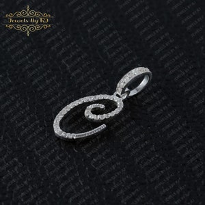 "925er Silber Diamant ""C"" Initial Anhänger - Handgemachtes Geschenk für Sie." Bild 7