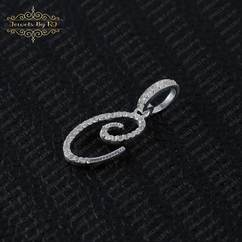 "925er Silber Diamant ""C"" Initial Anhänger - Handgemachtes Geschenk für Sie." Bild 7