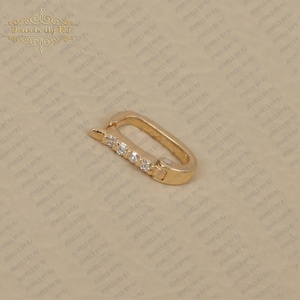 Diamond Elongated Enhancer, Gold Enhancer lock, 14K Solid Yellow Gold Carabin Clasp, 14k Gold Connector Diamond Enhancer lock Finding