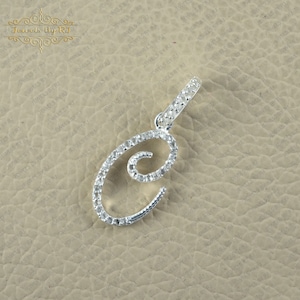 "925er Silber Diamant ""C"" Initial Anhänger - Handgemachtes Geschenk für Sie." Bild 9