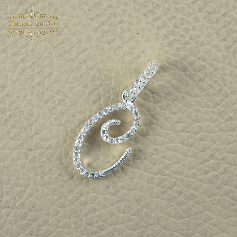 "925er Silber Diamant ""C"" Initial Anhänger - Handgemachtes Geschenk für Sie." Bild 9