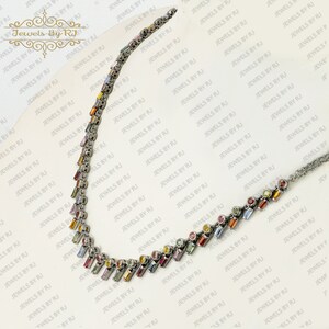 925 Silver Multi Sapphire Gemstone Necklace, 925 Silver Gemstone Necklace, Multi Sapphire Necklace, 925 Silver Sapphire Gemstone Necklace