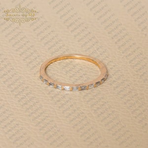 14K Solid Baguette Eternity Band, 14K Solid Gold Diamond Ring, Yellow Gold Diamond Baguette Eternity Ring, Baguette Diamond Ring