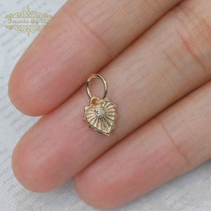 14K Gold diamond Heart Charms, Yellow Gold Diamond Jewelry, Gold Diamond Heart charm, 8MM Gold Charm, Single Diamond 14K Gold Solid Charm
