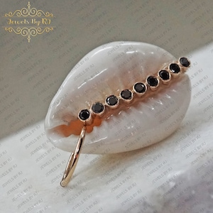 14K Gold Cowrie Shell/Black Diamond 925 Silver Shell Pendant, Cowrie Shell Black Diamond Gold Plated Pendant, Silver Sea-Shell Pendant