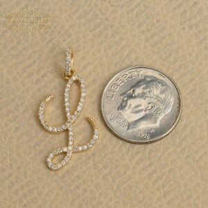 14K Solid Yellow Gold Diamond Initials, Diamond Cursive 