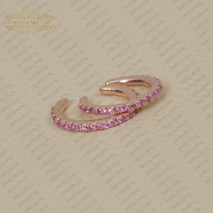 Pendiente de aro con zafiro rosa en oro de 14 quilates, pendiente de aro con oro macizo de 14 quilates, pendiente de aro con gemas de oro, pendiente de aro con zafiro rosa en oro de 14 quilates