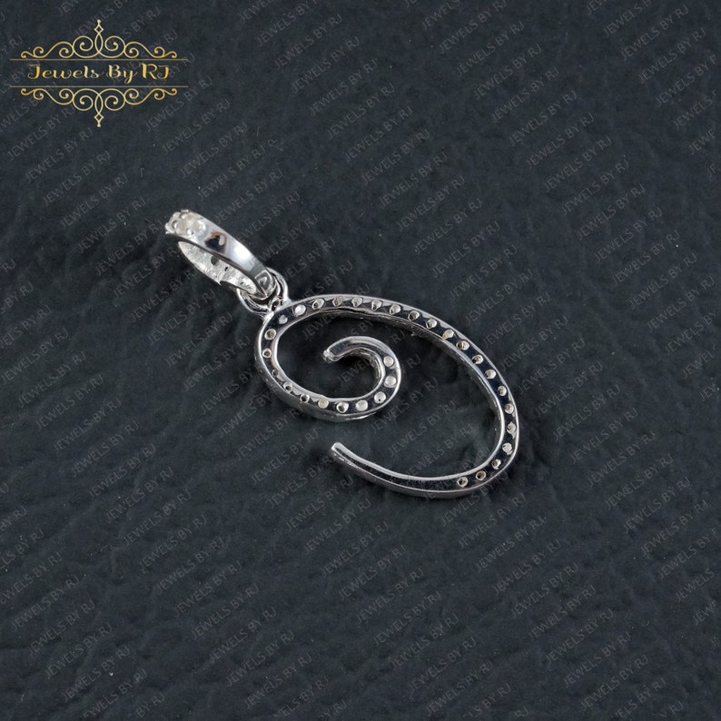 "925er Silber Diamant ""C"" Initial Anhänger - Handgemachtes Geschenk für Sie." Bild 2