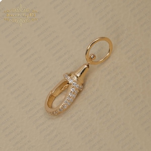 Gold Enhancer lock, 14K Solid Yellow Gold Carabin Clasp, Solid Gold Handmade Clasp & Lock, Gold Connector Diamond Enhancer lock Finding