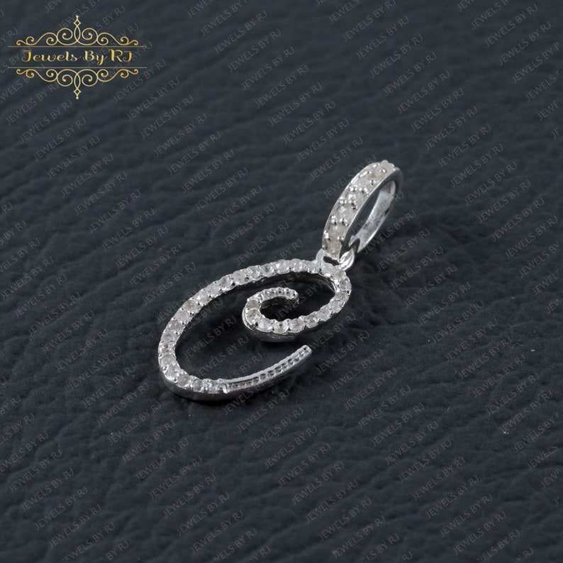 "925er Silber Diamant ""C"" Initial Anhänger - Handgemachtes Geschenk für Sie." Bild 3