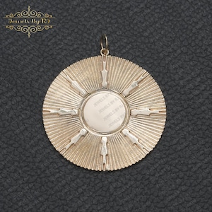 Colgante redondo de estrella de oro macizo de 14 quilates, colgante grande de oro amarillo de 14 quilates, joyería de oro amarillo macizo de 14 quilates, colgante de oro,