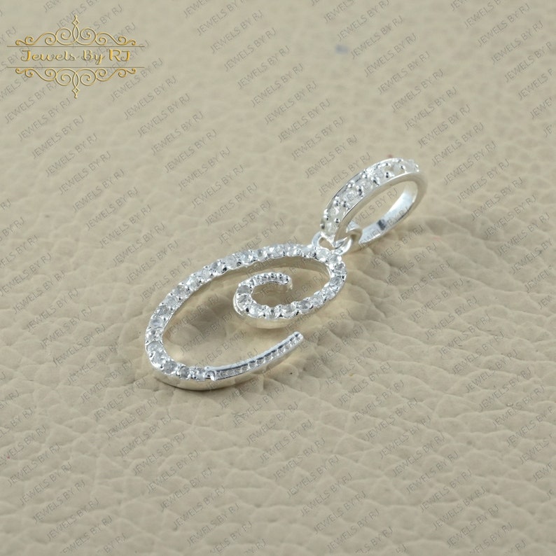 "925er Silber Diamant ""C"" Initial Anhänger - Handgemachtes Geschenk für Sie." Bild 6