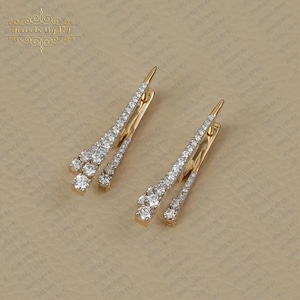 14K Double Cut Diamond Ear Jacket, Yellow | Rose Gold Diamond Ear Jacket Jewelry, White Diamond Ear Jacket Earrings, Gold Diamond Ear Cuff
