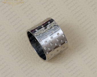 Diamond Silver Ring, Diamond Silver Band Ring, 925 Silver Oxidized Ring, Pave Diamond Ring, Pave Diamond Jewelry, Pave DIAMOND MAN RING