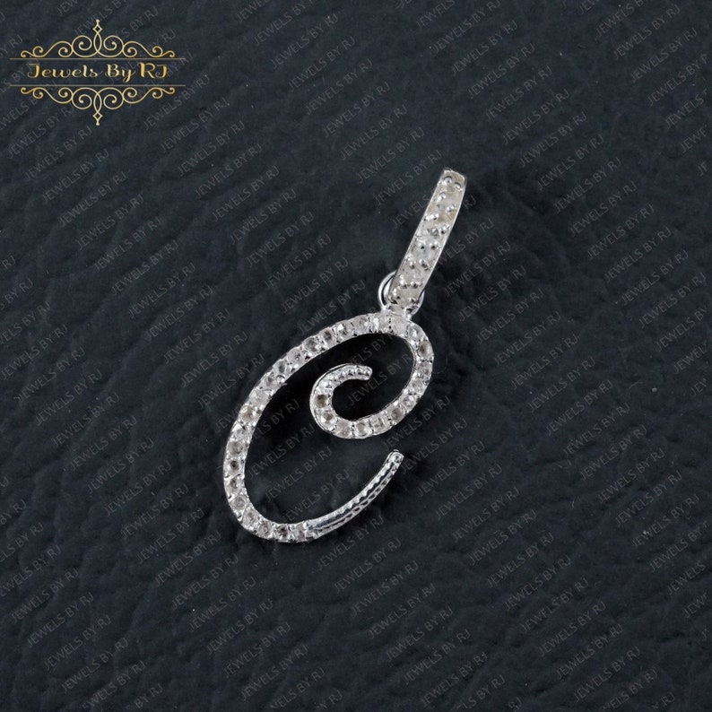 "925er Silber Diamant ""C"" Initial Anhänger - Handgemachtes Geschenk für Sie." Bild 5