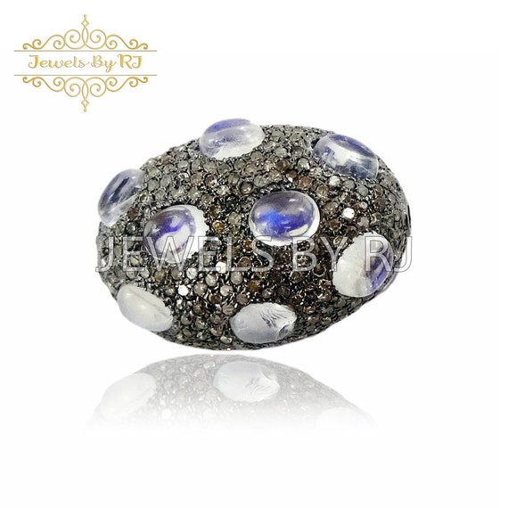 Perles En Argent 925 Avec Diamants Pavés - Boules Spacer Pour Bijoux Faits Main - Artisanat Indien