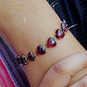 14K Solid Gold Tourmaline Heart Bracelet, Tourmaline Heart Bracelet, 14K Solid Yellow Gold Diamond Bracelet, Tourmaline Heart Gemstone