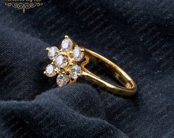14K Solid Yellow Gold with Diamond Ring, Diamond Gold Ring, 14K Diamond Gold Ring