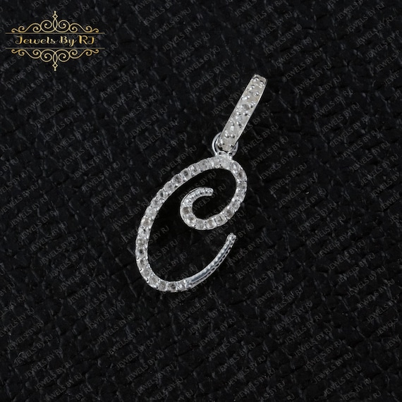 925 Silver Diamond 'C' Initial Pendant - Handmadegift for her