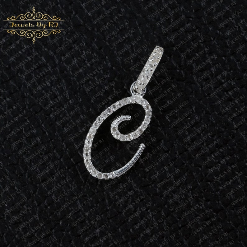 "925er Silber Diamant ""C"" Initial Anhänger - Handgemachtes Geschenk für Sie." Bild 1
