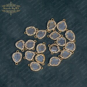 Búsqueda del conector de diamante de pavimentación, Hallazgo del conector de diamante de rodaja de plata 925, Conector chapado en oro, Conector para pulsera, colgante, collar,