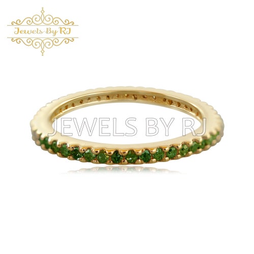 Shops Chrome Diopside Gemstone Ring band, 925 Silver Gold Plated Chrome Diopside Ring band, Silver Ring Band, Band Ring, Silver Gold Plated Ring