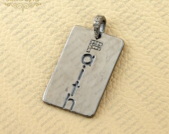 925 Silver Diamond "Faith" Tag Pendant (35x20MM)gift for her