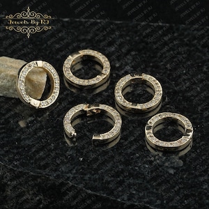 14K GOLD DIAMOND BAIL, Pave Diamond Clasp, Gold Component finding, Diamond Openable Bail finding, Solid Gold Diamond Finding and Clasp