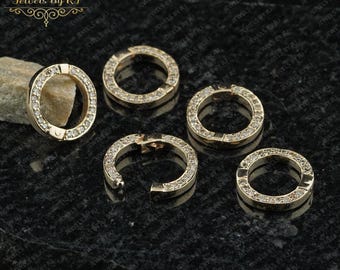 14K GOLD DIAMOND BAIL, Pave Diamond Clasp, Gold Component finding, Diamond Openable Bail finding, Solid Gold Diamond Finding and Clasp