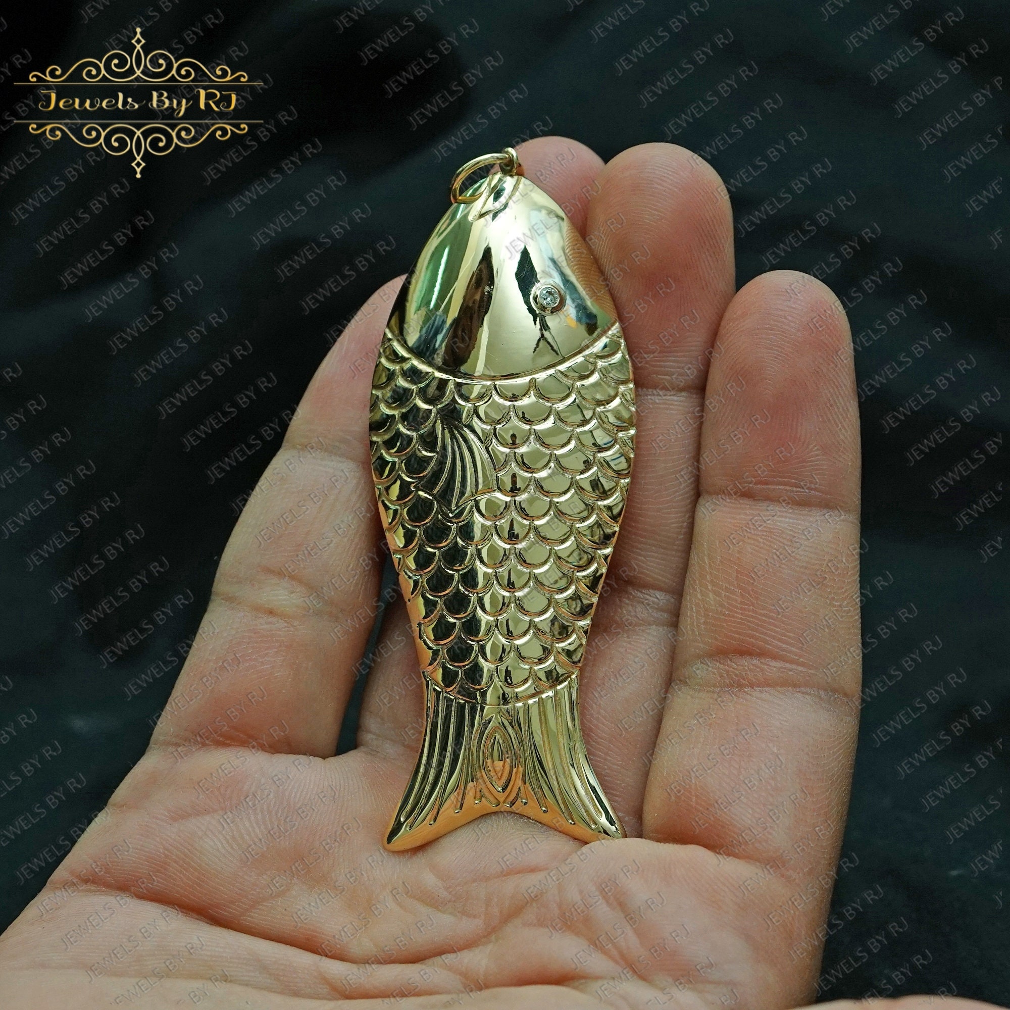 Ciondolo A Forma Di Pesce Articolato Placcato Oro 24K