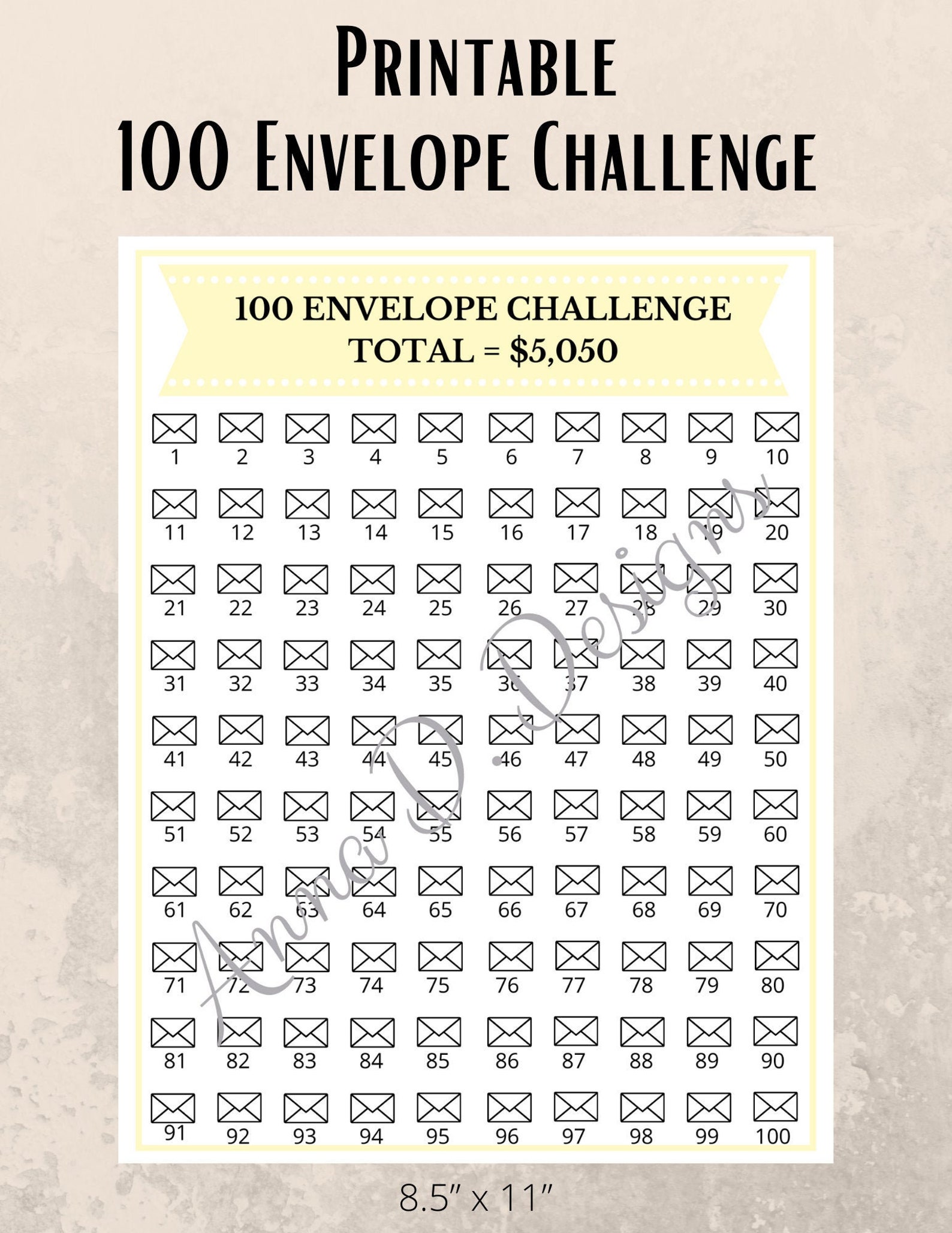 Printable 100 Envelope Challenge Pdf Printable Blank World