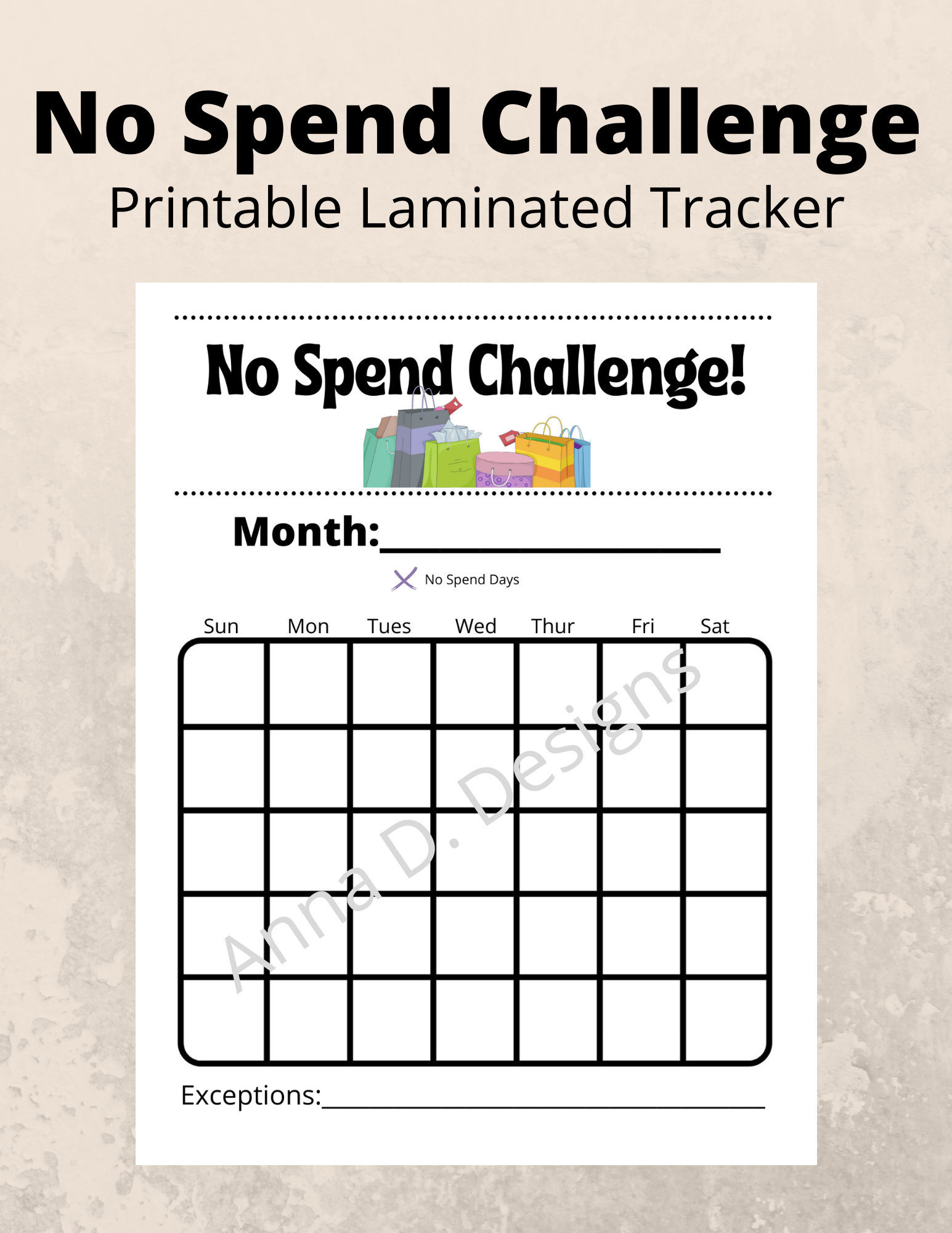 No Spend Month Printable