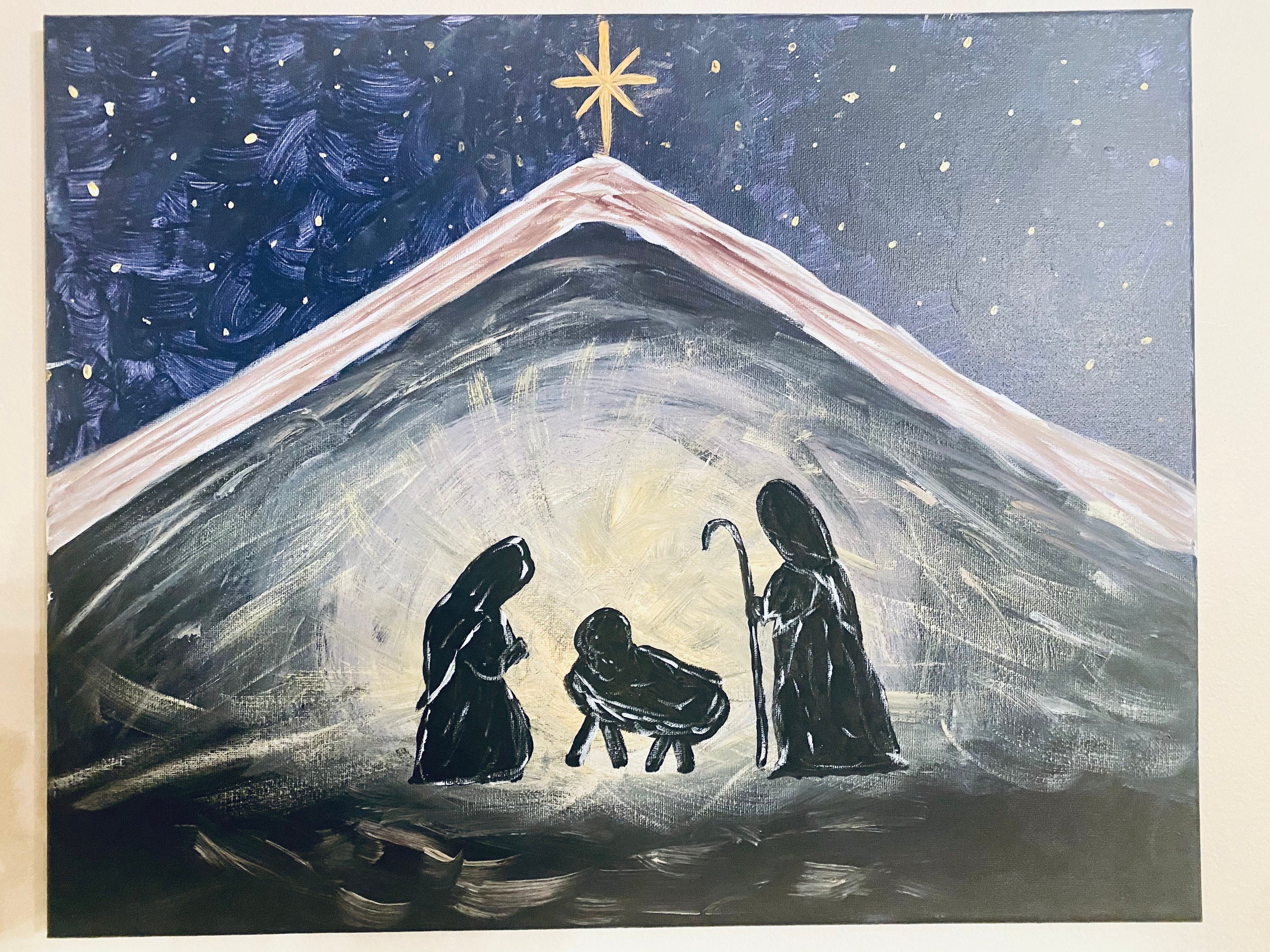 Nativity Painting 16 x 20 on Canvas Etsy
