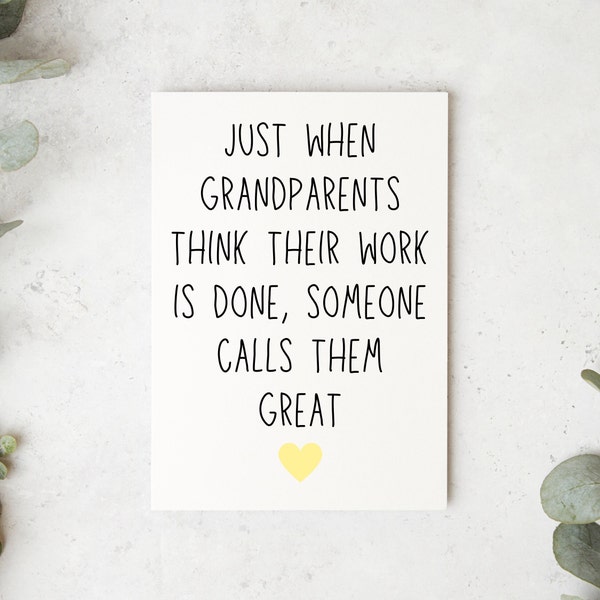 Great Grandparents Baby Announcement Card Pregnancy Announcement Card for Baby Reveal New Baby Great Grandparents to Be Announcement Card