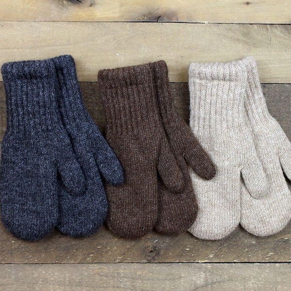 Alpaca Mittens Adult Boulce Lined- NATURAL COLORS