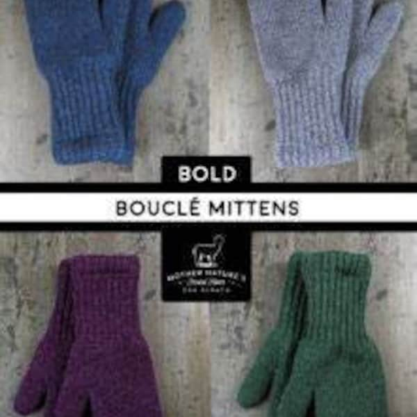 Alpaca Mittens Adult Boucle Lined - BOLD COLORS