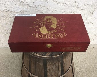 Caja de puros de madera vacía Deadwood Leather Rose 11x6x2.5