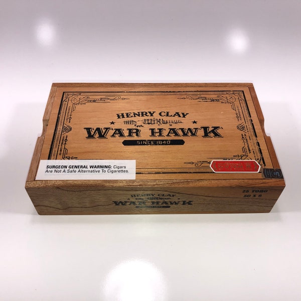 Henry Clay War Hawk Corona Empty Wooden Cigar Box 10x6x2.25