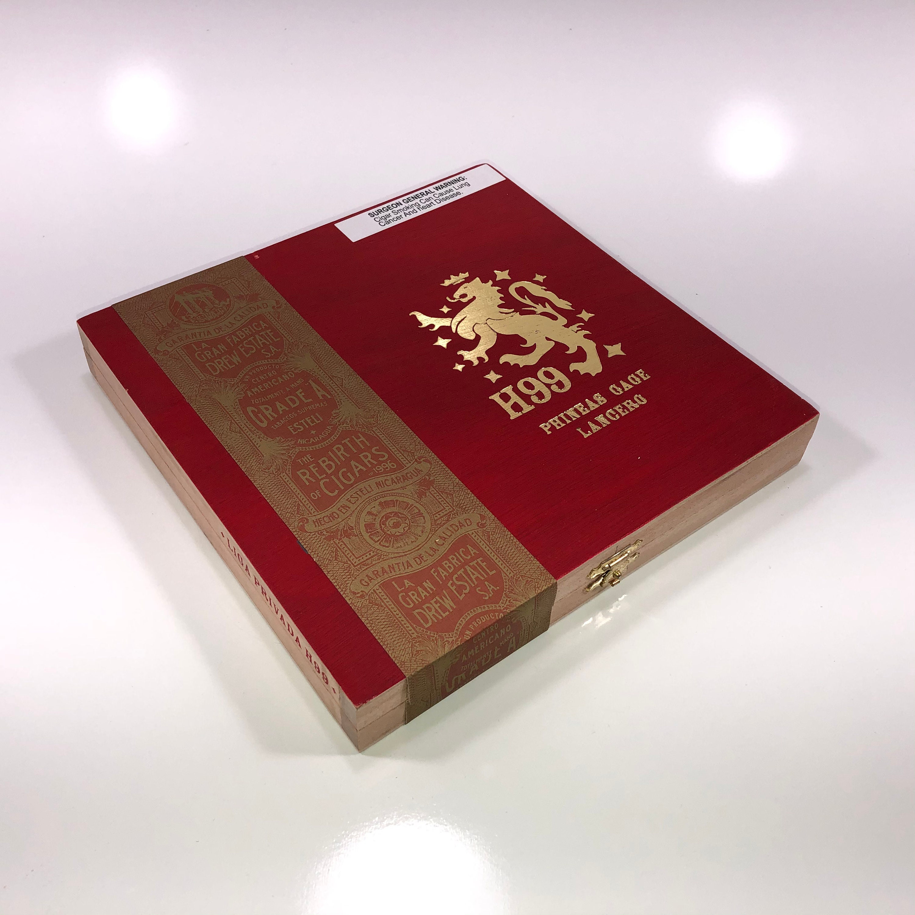Liga Privada H99 Phineas Gage Lancero Empty Wooden Cigar Box 8.5x8.25x1