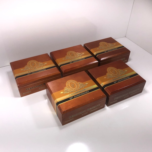 Lot of 5 Perdomo Champagne Epicure Empty Wooden Cigar Boxes 8x7.5x3.25 #14